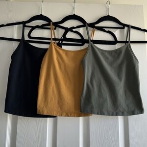 Set of 3 EUC Women’s Wild Fable Cropped Camis Sz XS Black Olive Mustard